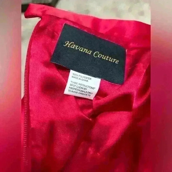 HAVANA COUTURE RED SATIN BLACK LACE FULL CIRCLE PARTY HOLIDAY SKIRT SIZE S-M - Picture 4 of 7